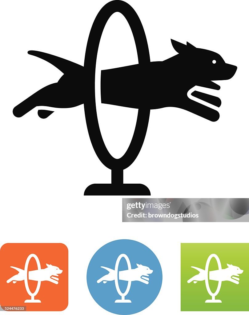 Dog Jumping Through A Hoop Icon