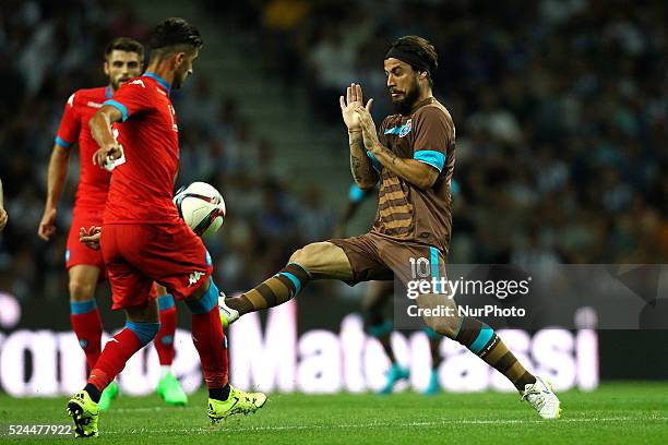 Porto's Itaian forward Pablo Osvaldo in action with .n during the official presentation of the FC Porto Team 2015/16 match between FC Porto and SSC...