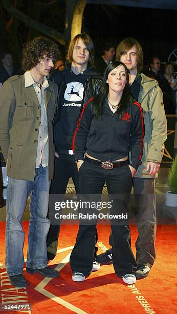 German pop group Silbermond arrives at Radio Regenbogen Award 2005 at Schwarzwaldhalle on March 18, 2005 in Karlsruhe, Germany.