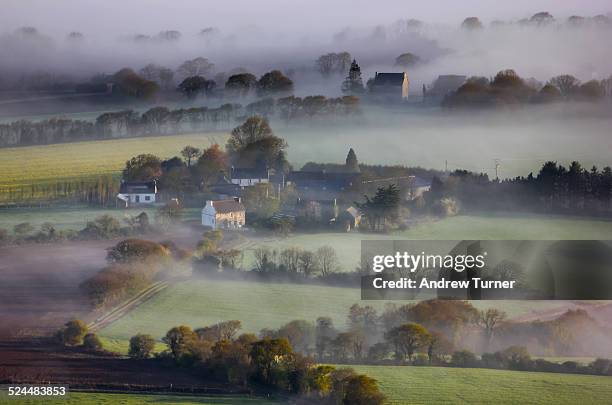 mist from menez hom - brittany france stock pictures, royalty-free photos & images