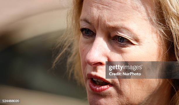 Minister of Education Jet Bussemaker is seen arriving at the weekly ministers council in The Hague on Friday.