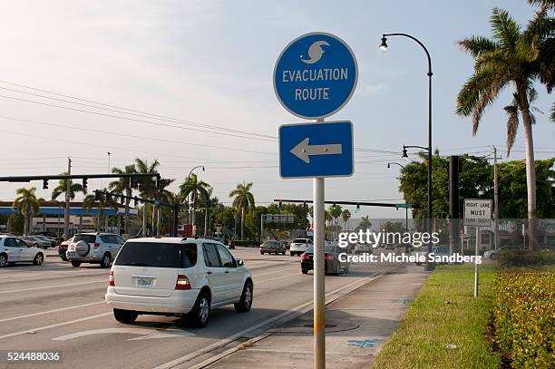 August 23, 2012 EVACUATION SIGNS on the streets of South Florida. South Florida prepares for Storm Isaac.