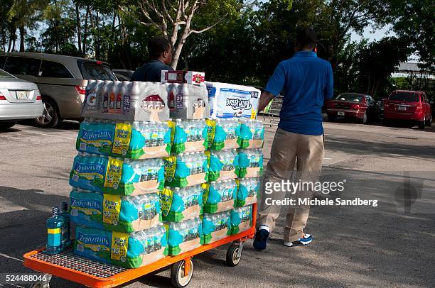August 23, 2012 Person buying beverages, food and supplies in preparation of Storm Isaac. South Florida prepares for Storm Isaac.