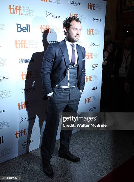 Jude Law attending the The 2012 Toronto International Film Festival.Red Carpet Arrivals for 'Anna Karenina' at the Elgin Theatre in Toronto on...