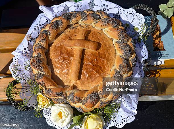 Bread specially made for the celebration of the 2015 edition of thel Harvest Festival in Rzeszow's Cathedral. Rzeszow, Poland. 31 August 2015