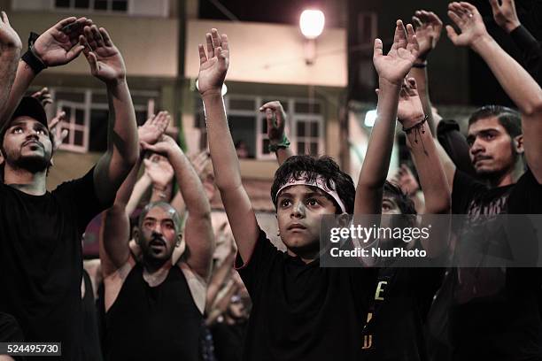 Bahrain , Manama - Shia'a muslims taking a part in the 8th of Muharram which holds the death of AlQassim , AlQassim was the son of the Imam, Hasan...