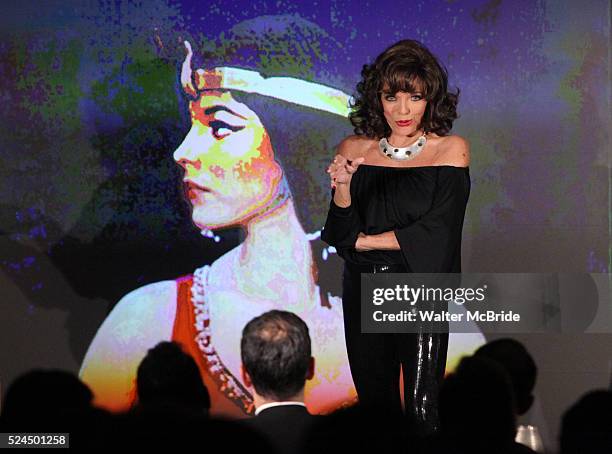 Joan Collins performing in "One Night With Joan" at Feinstein's at the Loews Regency Ballroom of the Regency Hotel in New York City.