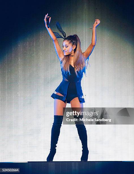 July 18, 2015 Singer Ariana Grande performs her Honeymoon tour with singer Prince Royce in Fort Lauderdale, Florida