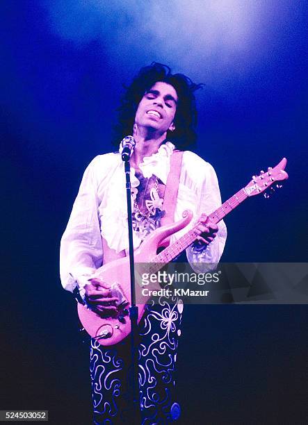 Prince performs onstage during his "Lovesexy" tour at Madison Square Garden in October 1988 in New York City.