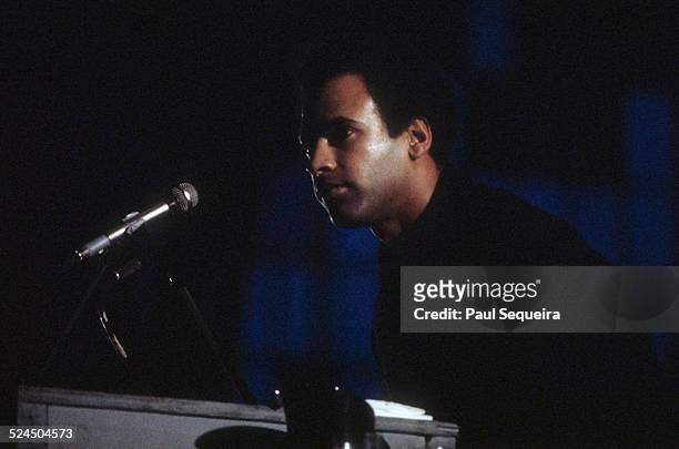 Black Panther Party leader Huey Newton speaks at the Chicago Coliseum, Chicago, Illinois, April 1969.