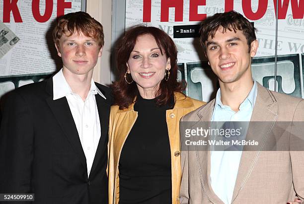 Marilu Henner & sons Joseph & Nicholas attending the Broadway Opening Night Performance of 'Newsies - The Musical' at the Nederlander Theatre in...
