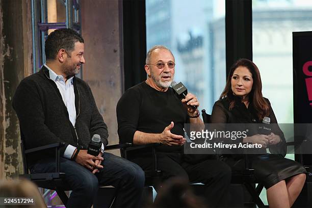 Alex Dinelaris, Oscar-winning Screenwriter Emilio Estefan and Grammy Award-winning Gloria Estefan discuss their Broadway show "On Your Feet" at AOL...