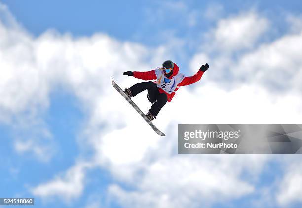 Darcy Sharpe from Canada, during Men's' Snowboard Slopestyle final, at FIS Freestyle World Ski Championship 2015, in Kreischberg, Austria. 21 January...