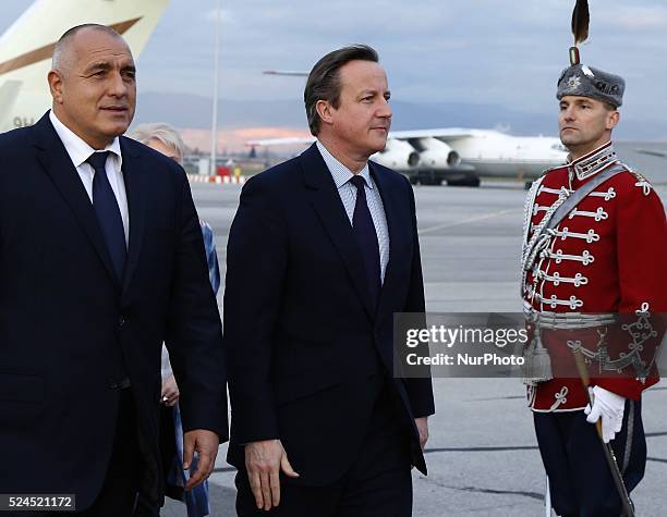 British Prime minister David Cameron arrived on a official visit to Bulgaria and meet with Bulgarian Prime minister Boyko Borisov in Sofia, December...