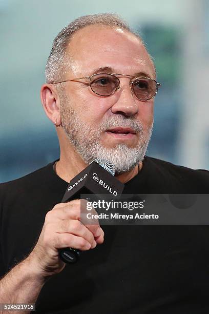 Oscar-winning Screenwriter Emilio Estefan discusses the Broadway show "On Your Feet" at AOL Studios in New York on April 26, 2016 in New York City.