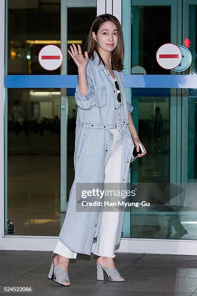 South Korean actress Lee Min-Jung is seen on departure at Incheon International Airport on April 26, 2016 in Incheon, South Korea.