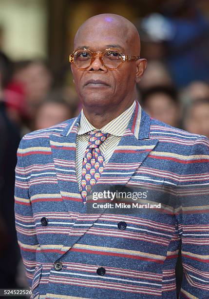 Samuel L. Jackson arrives for European Premiere "Captain America: Civil War" at Vue Westfield on April 26, 2016 in London, England