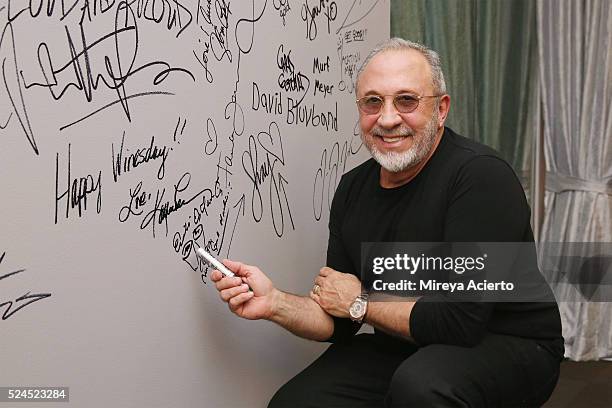 Oscar-winning Screenwriter Emilio Estefan discusses the Broadway show "On Your Feet" at AOL Studios In New York on April 26, 2016 in New York City.