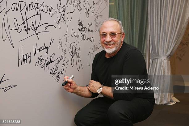 Oscar-winning Screenwriter Emilio Estefan discusses the Broadway show "On Your Feet" at AOL Studios In New York on April 26, 2016 in New York City.