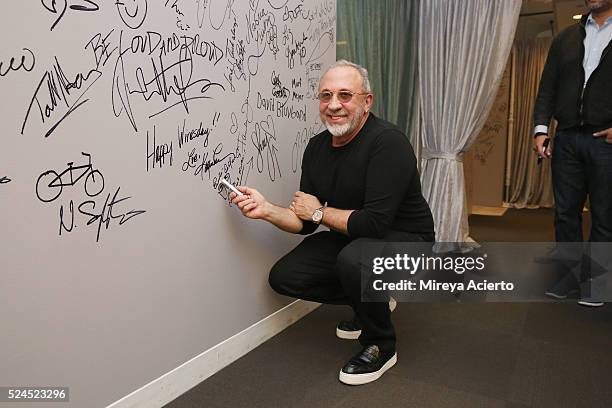 Oscar-winning Screenwriter Emilio Estefan discusses the Broadway show "On Your Feet" at AOL Studios In New York on April 26, 2016 in New York City.