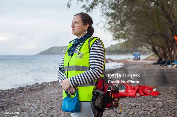 Margo Gromoll, a doctor from Wisconsin, works for the private non-profit initiative Lighthouse Refugee Relief, which runs a base camp with a clinic...