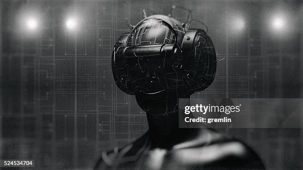 óculos de realidade virtual e futurista homem - cyborg - fotografias e filmes do acervo