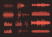 Sound waves set. Music background. EPS 10 vector file included