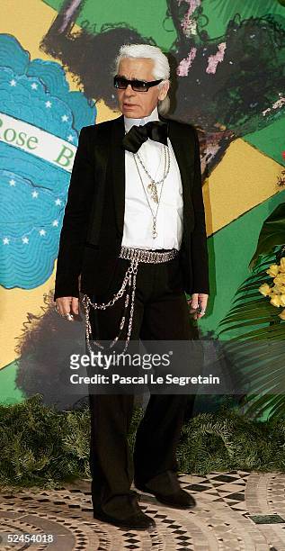 Designer Karl Lagerfeld arrives at the Rose Ball 2005 at The Sporting Monte Carloon March 19, 2005 in Monte Carlo, Monaco.