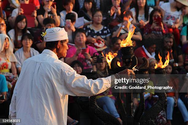 indonesia: kecak ceremony in bali - uluwatu stock pictures, royalty-free photos & images