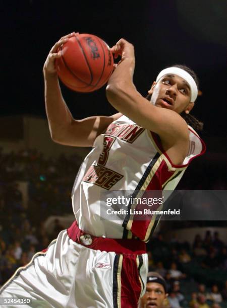 Jared Dudley of the Boston College Eagles pulls down a rebound in a game against the Wisconsin-Milwaukee Panthers during the second round of the 2005...