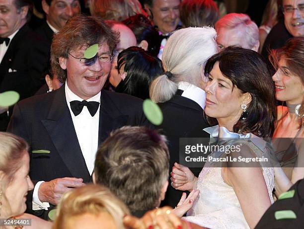 Prince Ernst August and Princess Caroline of Hanover dances at the Rose Ball 2005 at The Sporting Monte Carlo on March 19, 2005 in Monte Carlo,...