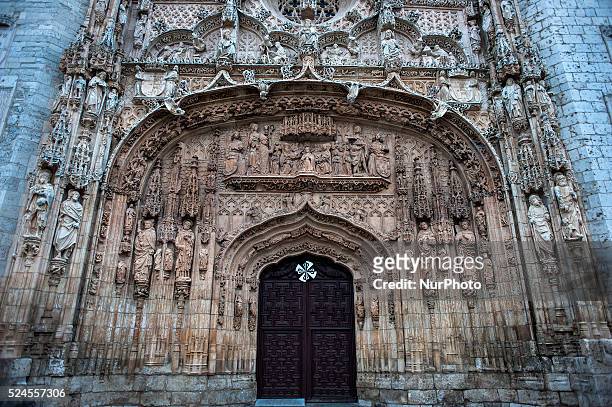 Detail of the lower part of the facade of the church of San Pablo in Valladolid, is Elizabethan Gothic style and the work was commissioned Simon of...