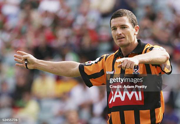 Sean Hampstead referees his 200th first grade NRL match during the NRL round 2 match between the South Sydney Rabbitohs and the Parramatta Eels at...