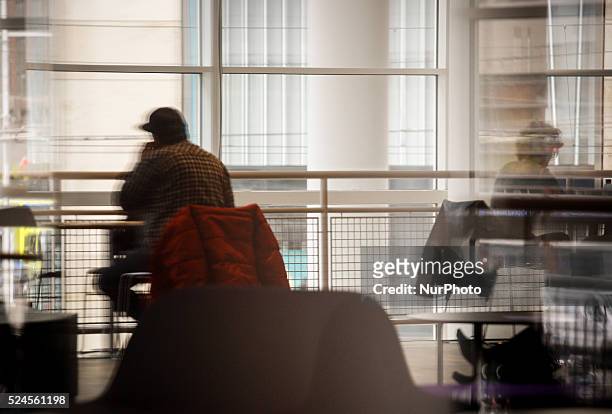 People are seen reading in the public library in The Hague on Friday, May 1st. Contrary to many other EU states Labour Day is not a day off from work...
