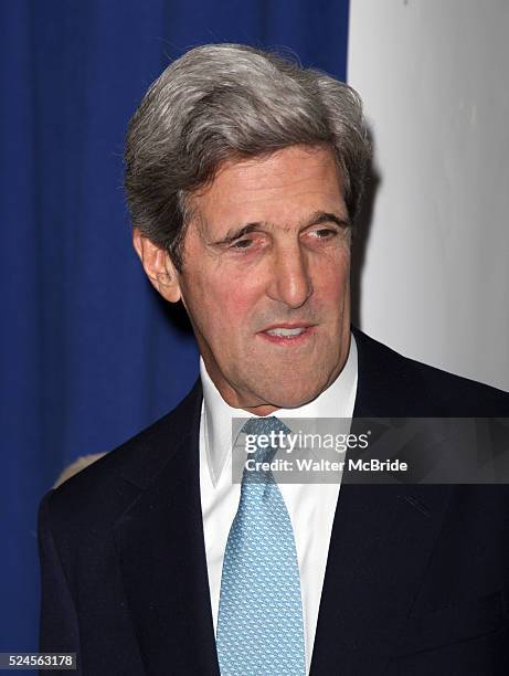 Senator John Kerry arrives at the 15th Annual Hulaween Benefit Gala at the Waldorf-Astoria Hotel in New York City.