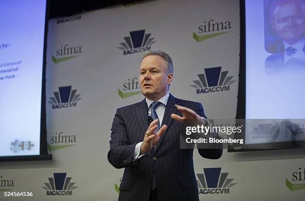 Stephen Poloz, governor of the Bank of Canada, speaks during a keynote address at the Canada-US Securities Summit in New York, U.S., on Tuesday,...