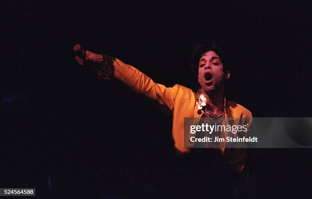 Prince performs at his Glam Slam nightclub in Minneapolis, Minnesota on February 18, 1993.