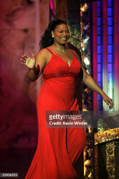 Presenter/actress Queen Latifah is seen on stage at the 36th NAACP Image Awards at the Dorothy Chandler Pavilion on March 19, 2005 in Los Angeles,...
