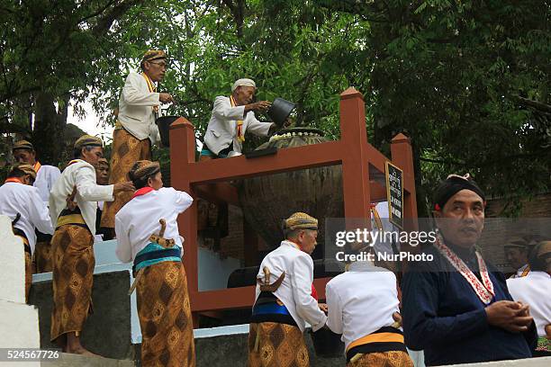 Some of the courtiers of Surakarta held processions &quot;nguras enceh&quot; at cemetery of the kings of Mataram, Yogyakarta, Indonesia, on November...