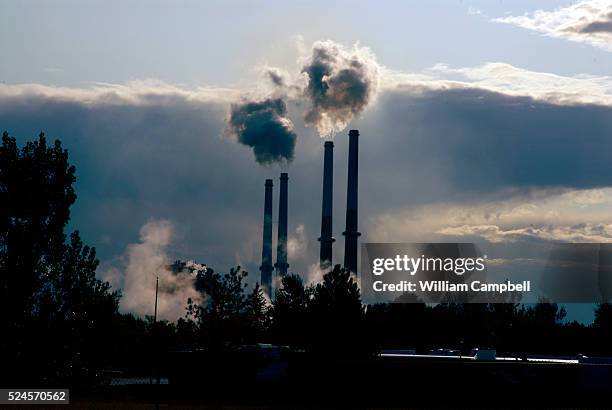 Stacks from the Colstrip coal-fired power plant east of Billings, MT can produce up to 2,094 megawatts of electricity. It is the second largest...