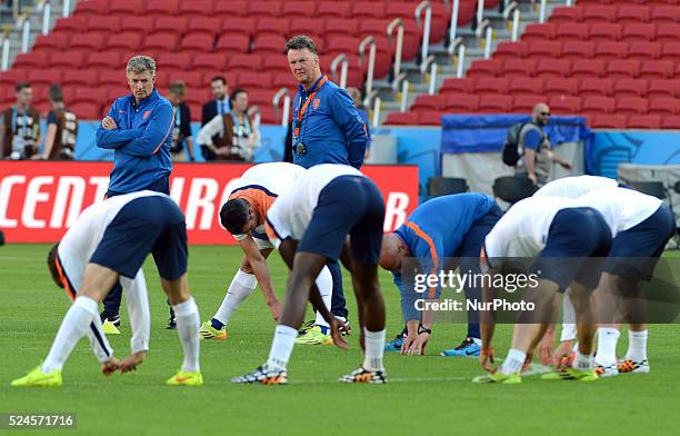 World Cup Brazil 2014 - Van Gaal, During the training before the match against valid for the second round of Group B of the World Cup 2014 in Brazil...