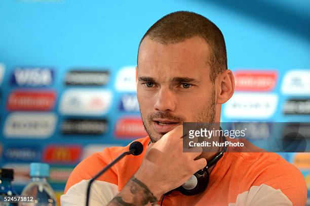 World Cup Brazil 2014 - Sneijder, during the press conference before to the match against valid for the second round of Group B of the World Cup 2014...