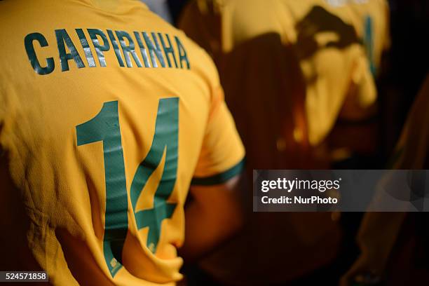 June: brazilian supporter in the match between Australia and the Netherlands in the group stage of the 2014 World Cup, for the group B match at the...