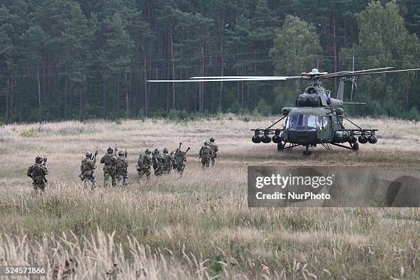 Oleszno, Poland 9th, September 2014 Nobel Sword-14 NATO international special forces exercise at the land forces training centre in Oleszno. 15...