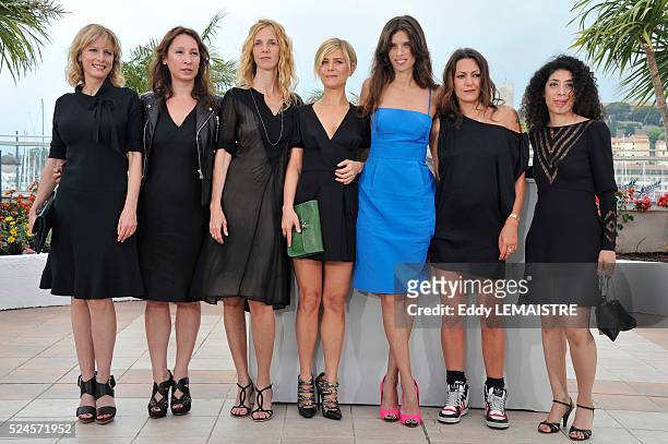 Karin Viard, Emmanuelle Bercot, Sandrine Kiberlain, Marina Fois, Maiwenn, Karole Rocher and Naidra Ayadi at the photo call for "Polisse" during the...