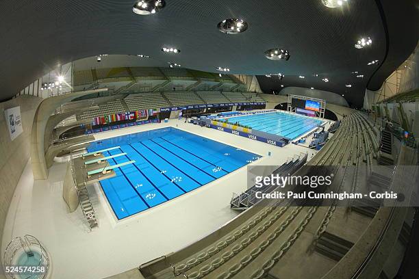 The Pool and Diving area at the Aquatic Centre London Olympic Park 21 April 2012 --- Image by �� Paul Cunningham/Corbis