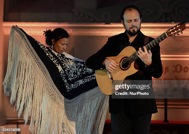 Dancer Juana Calzadilla and musician Cano during a rehearsal of 'Flamenco en Blanco y Negro', at the 2014 Dublin Flamenco Festival, St Michan's...