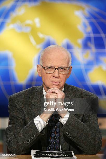 David Broder of the Washington Post listens on NBC's "Meet the Press" during a taping at the NBC studios March 20, 2005 in Washington, DC. Broder...