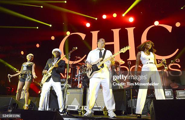 Kimberly Davis, Nile Rodgers, Jerry Barnes, and Folami Thompson of Chic performs at Smoothie King Center on April 24, 2016 in New Orleans, Louisiana.