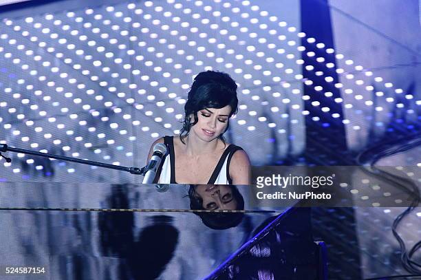 Dolcenera during the 66th Sanremo Music Festival on February 10, 2016.